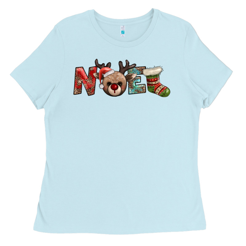 Noel With Sock And Reindeer Ladies Tee by AdoDesignShop | Teevron