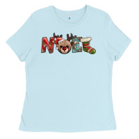 Baby Blue noel with sock and reindeer Ladies Tee - AdoDesignShop