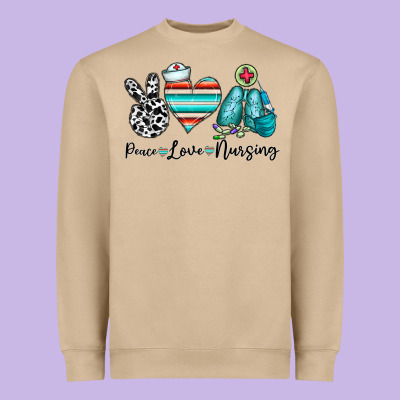 Peace Love Nursing Heavyweight Sweatshirt Designed By Cowhidedigitalart