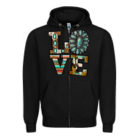 Black Turquoise Love Zipper Hoodie - Jasminsmagicworld