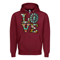 Burgundy Turquoise Love Zipper Hoodie - Jasminsmagicworld