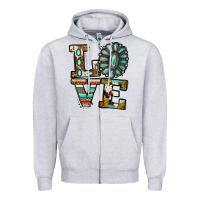 Heather Grey Turquoise Love Zipper Hoodie - Jasminsmagicworld