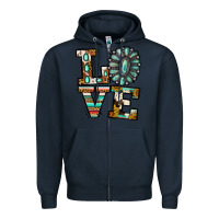 Navy Turquoise Love Zipper Hoodie - Jasminsmagicworld