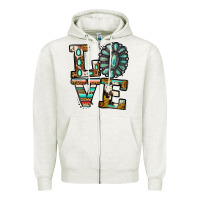 Oatmeal Heather Turquoise Love Zipper Hoodie - Jasminsmagicworld