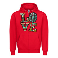 Red Turquoise Love Zipper Hoodie - Jasminsmagicworld