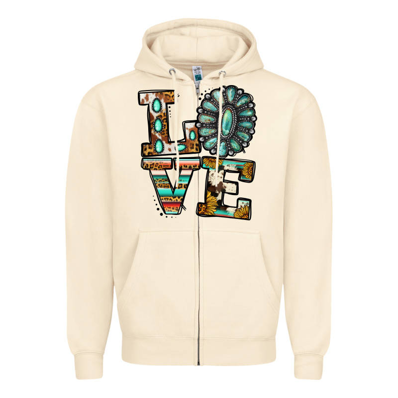 Turquoise Love Zipper Hoodie by Jasminsmagicworld | Teevron