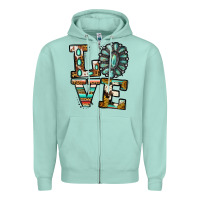 Seafoam Turquoise Love Zipper Hoodie - Jasminsmagicworld