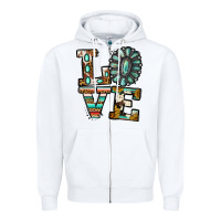 White Turquoise Love Zipper Hoodie - Jasminsmagicworld