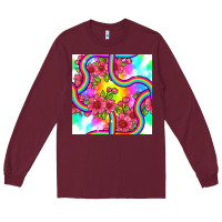 Burgundy tie dye floral seamless pattern Long Sleeve Tee - BundleAndBundleShop
