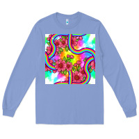 Colony Blue tie dye floral seamless pattern Long Sleeve Tee - BundleAndBundleShop