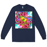 Navy tie dye floral seamless pattern Long Sleeve Tee - BundleAndBundleShop