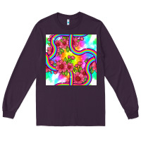 Plum tie dye floral seamless pattern Long Sleeve Tee - BundleAndBundleShop