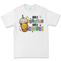 White half teacher half coffee Premium Tee - MaliasSmallBusiness