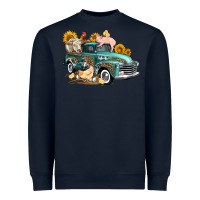 Navy western farm truck coop animals farm animals Heavyweight Sweatshirt - FaDigitalArtStudio