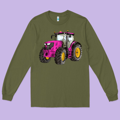Western Farm Tractor Pink Long Sleeve Tee Designed By Artiststas