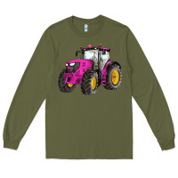 Army Green western farm tractor pink Long Sleeve Tee - Artiststas