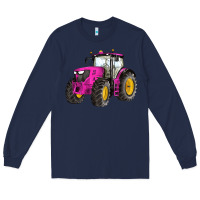 Navy western farm tractor pink Long Sleeve Tee - Artiststas