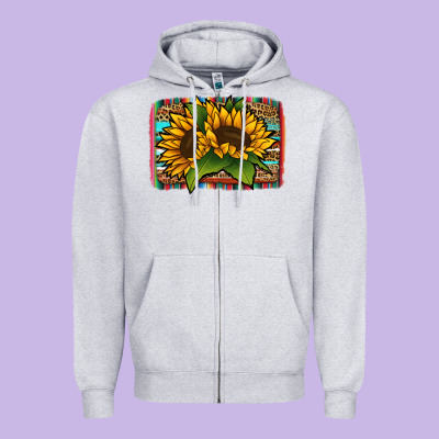 Sunflower With Serape Background Zipper Hoodie Designed By Jasminsmagicworld