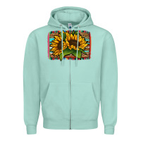 Seafoam Sunflower With Serape Background Zipper Hoodie - Jasminsmagicworld