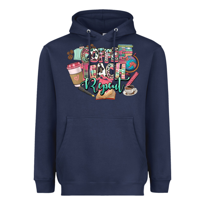 Coffee Teach Repeat Teacher Heavyweight Hoodie by NancyCooperArtShop | Teevron