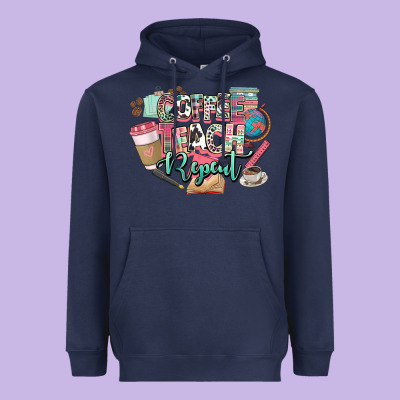 Coffee Teach Repeat Teacher Heavyweight Hoodie Designed By Nancycooperartshop