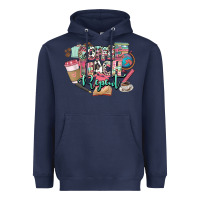 Navy coffee teach repeat teacher Heavyweight Hoodie - NancyCooperArtShop