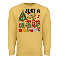 Antique Gold just a girl who loves christmas Premium Sweatshirt - MaliasSmallBusiness