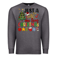 Charcoal Heather just a girl who loves christmas Premium Sweatshirt - MaliasSmallBusiness