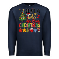 Navy just a girl who loves christmas Premium Sweatshirt - MaliasSmallBusiness