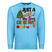 Ocean Blue just a girl who loves christmas Premium Sweatshirt - MaliasSmallBusiness