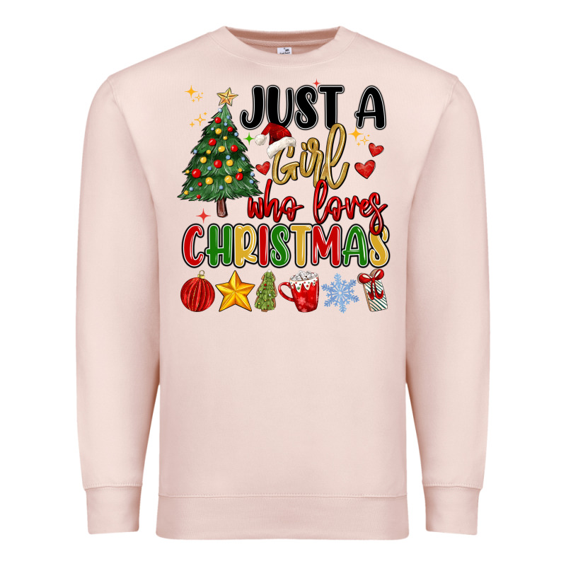 Just A Girl Who Loves Christmas Premium Sweatshirt by MaliasSmallBusiness | Teevron