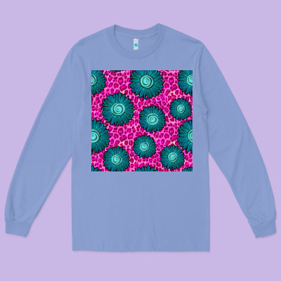 Floral Pink Leopard Seamless Pattern Long Sleeve Tee Designed By Bundleandbundleshop