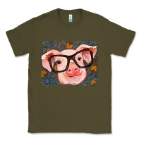 Army Green Fall Autumn Pig Classic Tee - RanaPortraitStore