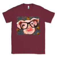 Burgundy Fall Autumn Pig Classic Tee - RanaPortraitStore