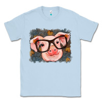 Dusty Blue Fall Autumn Pig Classic Tee - RanaPortraitStore