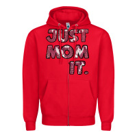 Red Just Mom It Zipper Hoodie - Jasminsmagicworld