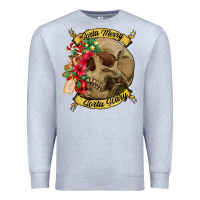 Heather Grey Sorta merry sorta scary skull Premium Sweatshirt - NancyCooperArtShop