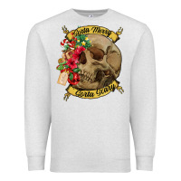 Oatmeal Heather Sorta merry sorta scary skull Premium Sweatshirt - NancyCooperArtShop