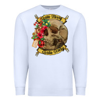 White Sorta merry sorta scary skull Premium Sweatshirt - NancyCooperArtShop