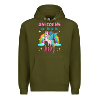 Army Green unicorns are born in july Premium Hoodie - Jasminsmagicworld