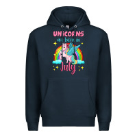 Navy unicorns are born in july Premium Hoodie - Jasminsmagicworld