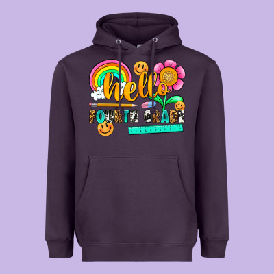 Hello Fourth Grade Heavyweight Hoodie Designed By Nancycooperartshop