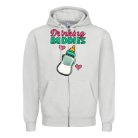 Dove Grey Drinking Buddies Zipper Hoodie - Jasminsmagicworld