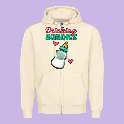 Drinking Buddies Zipper Hoodie Designed By Jasminsmagicworld