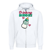 White Drinking Buddies Zipper Hoodie - Jasminsmagicworld