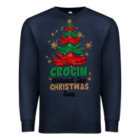 Navy crocin around the christmas tree Premium Sweatshirt - MaliasSmallBusiness