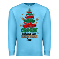 Ocean Blue crocin around the christmas tree Premium Sweatshirt - MaliasSmallBusiness