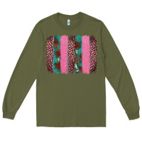 Army Green valentine's leopard brushstroke Long Sleeve Tee - AdoDesignShop