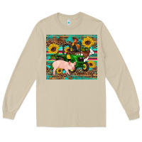 Mushroom western farm tractor pig rooster cow sunflowers Long Sleeve Tee - Artiststas