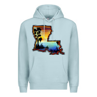 Blue Mist louisiana  sunset map Premium Hoodie - BarkalooDesign